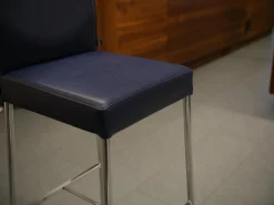 Barhocker Glooh Kunstleder Skai Ocean 4-Fuß Rundrohr Verchromt