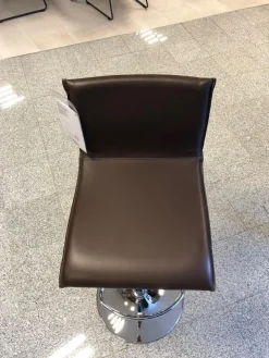 Barhocker Modell 1213 Leder 81 005 Braun Gestell Chrom Glänzend