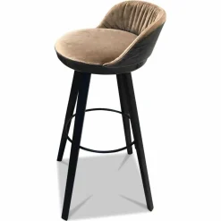 Barhocker Romy Stoff Velours Braun Gestell Schwarz