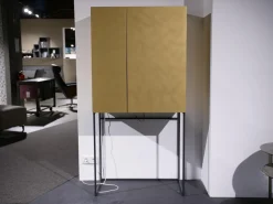 Barschrank Contur 3900 Lack 423 Gold Gebürstet Gestell Metall Anthrazit Schwarz