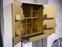 Barschrank Contur 3900 Lack 423 Gold Gebürstet Gestell Metall Anthrazit Schwarz