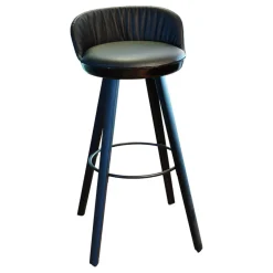 Barstuhl Romy Variante Uni Bezug Leder Sahara Ebony 60009 Holzgestell Eiche Schwarz WD002