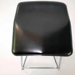 Barstuhl Triton Sitz Kernleder Schwarz Gestell Chrom