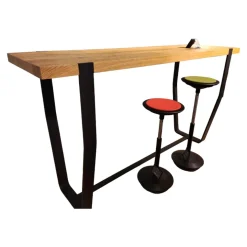 Bartisch Clamp Tischplatte Eiche Mit Metallgestell Schwarz Pulverbeschichtet