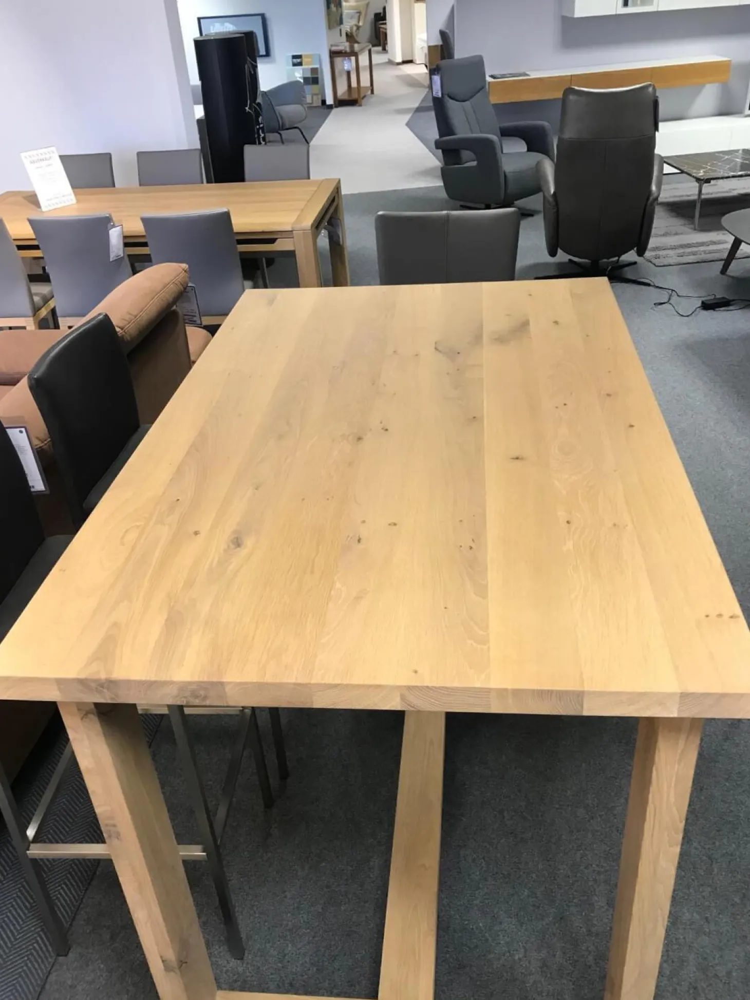 Bartisch Wildeiche Massiv Weiß Geölt 140 x 90