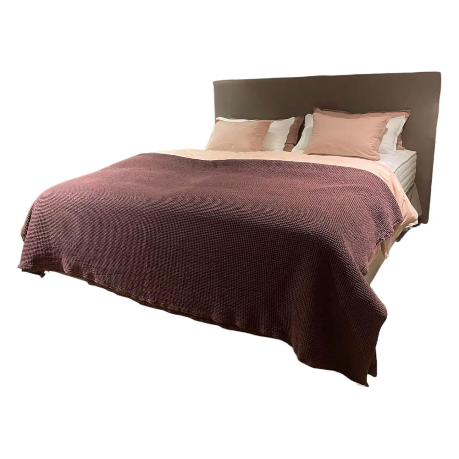 Basis Bett Stoff Nils-470-liver Beige inkl. Schabracke Und Kopfteil Change Ohne Matratze