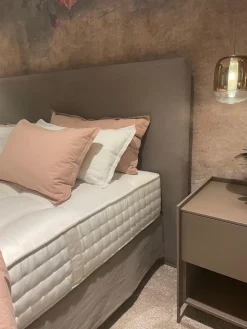 Basis Bett Stoff Nils-470-liver Beige inkl. Schabracke Und Kopfteil Change Ohne Matratze