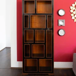 Bücherregal Leonardo Kirsche Schwarz Lackiert Kanten Kirsche Hell