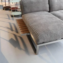 Becker Outdoor Lounge Gruppe Und Bank Bezug Cord Grau Gestell Edelstahl Handgebürstet