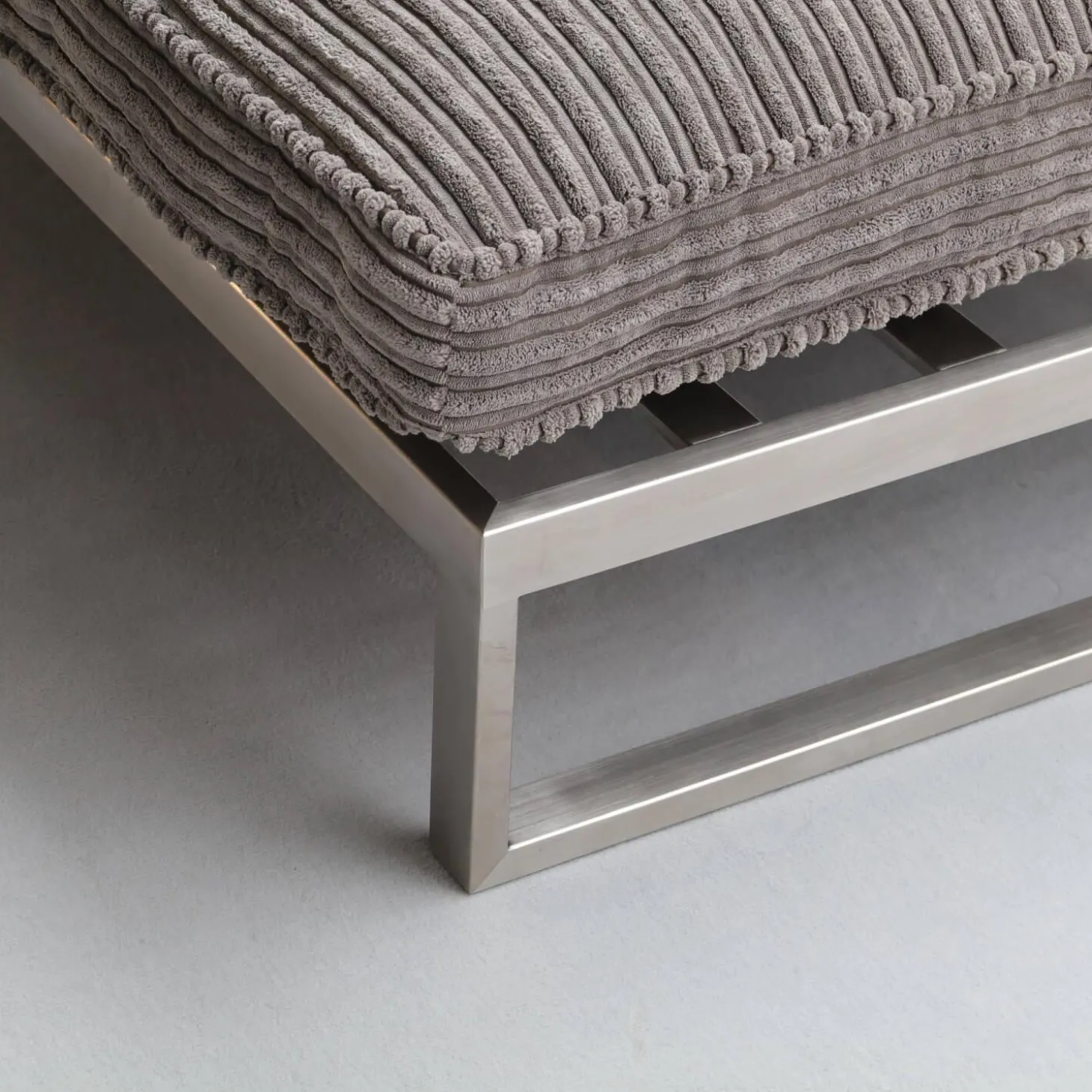 Becker Outdoor Lounge Gruppe Und Bank Bezug Cord Grau Gestell Edelstahl Handgebürstet