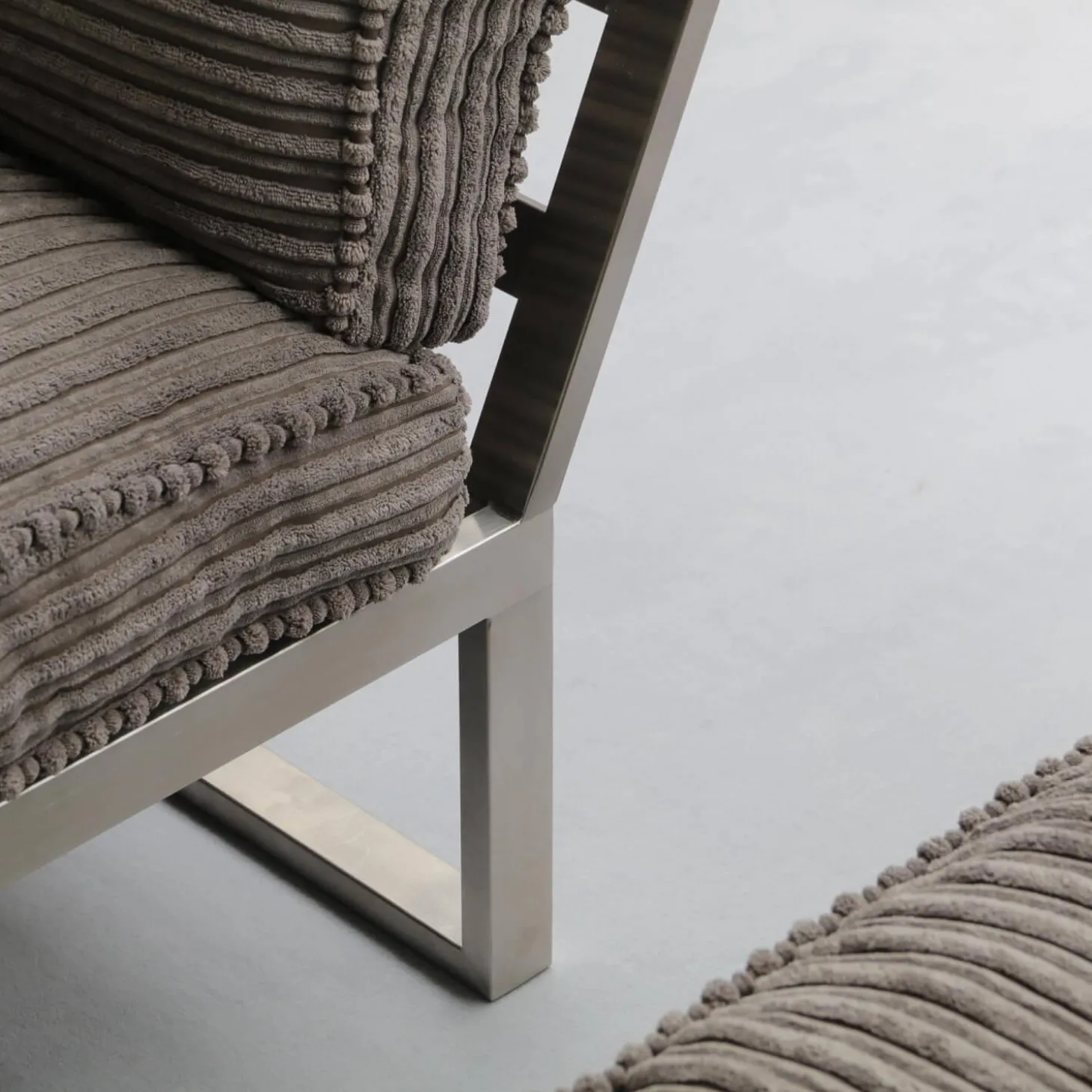 Becker Outdoor Lounge Gruppe Und Bank Bezug Cord Grau Gestell Edelstahl Handgebürstet