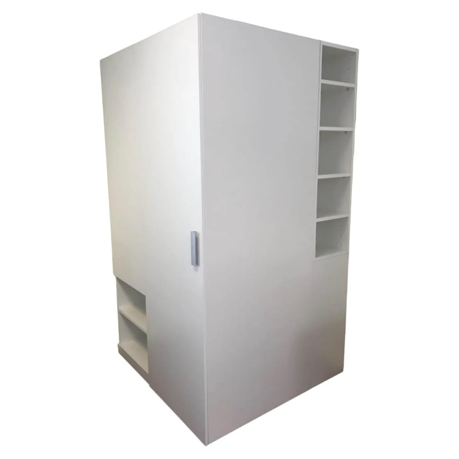 Begehbarer Eck-Kleiderschrank Modell ROOM X Reinweiß Kunststoff Melaminharzoberfläche Inklusive Beleuchtung