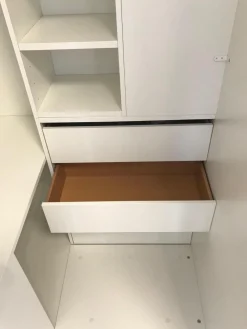 Begehbarer Eck-Kleiderschrank Modell ROOM X Reinweiß Kunststoff Melaminharzoberfläche Inklusive Beleuchtung