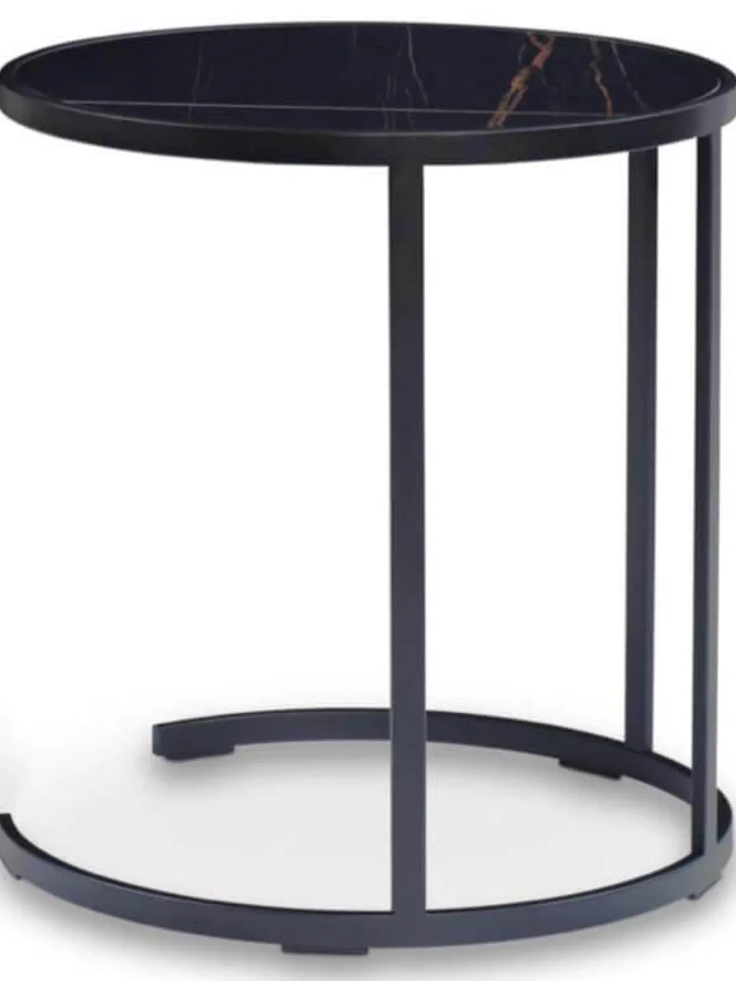 Beistelltisch 45 1 Marmor Sahara Noir Schwarz Metallgestell Matt Schwarz