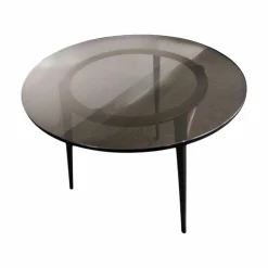 Beistelltisch 1380 Tosca Farbglas Braun Gestell Stahlrohr Dunkelbronze