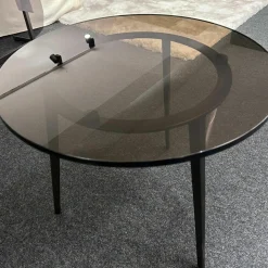 Beistelltisch 1380 Tosca Farbglas Braun Gestell Stahlrohr Dunkelbronze