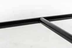 Beistelltisch Adrian 50R Platte Marmor Kenya MR2 Gestell Schwarz Matt Lackiert