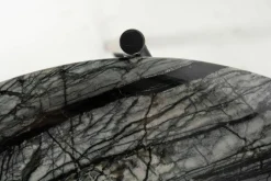 Beistelltisch Adrian 50R Platte Marmor Kenya MR2 Gestell Schwarz Matt Lackiert