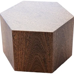 Beistelltisch Aeron Sechseckig Nerzfarbig Getöntes Sucupira Furnier Höhe 23cm