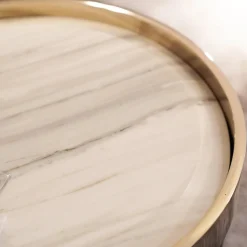 Beistelltisch Bailly Platte Aus Zebrino Marmor Oberseite Hellgold Umrandet