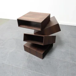 Beistelltisch Balancing Boxes Tineo Dunkelbraun Furniert Indischer Apfelbaum