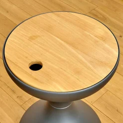 Beistelltisch Bells Teakplatte Gestell Aluminium Meteor Schwarz Pulverbeschichtet Mit Ice Bucket