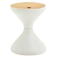 Beistelltisch Bells Teakplatte Gestell Aluminium Weiß Pulverbeschichtet Ohne Ice Bucket