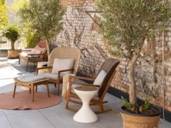 Beistelltisch Bells Teakplatte Gestell Aluminium Weiß Pulverbeschichtet Ohne Ice Bucket