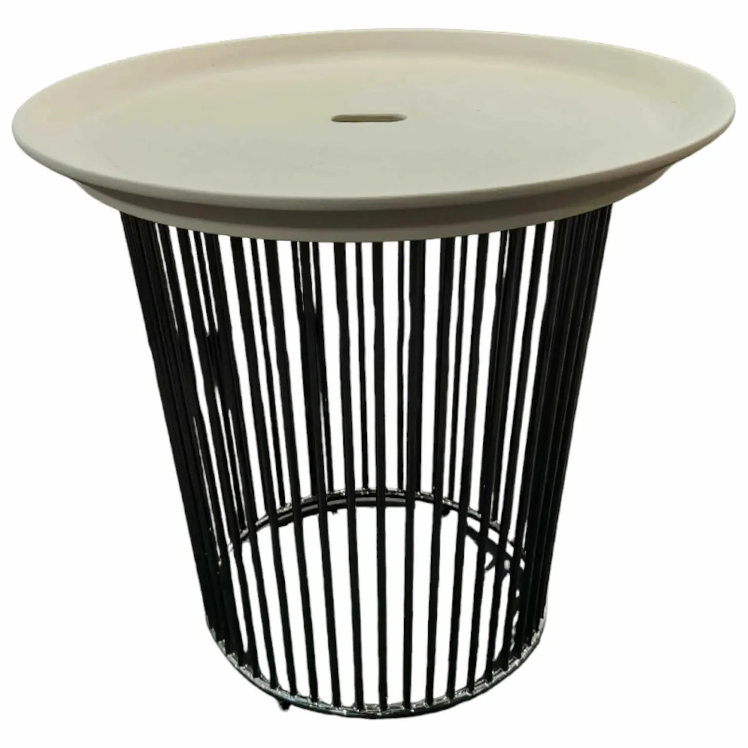 Beistelltisch Berry Platte Keramik Hafer Grau Gestell Schwarzchrom