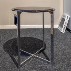 Beistelltisch B-Tisch Charme Stein Braun Antico Gestell Chrom Poliert