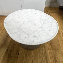 Beistelltisch Button Oval Marmor weiss