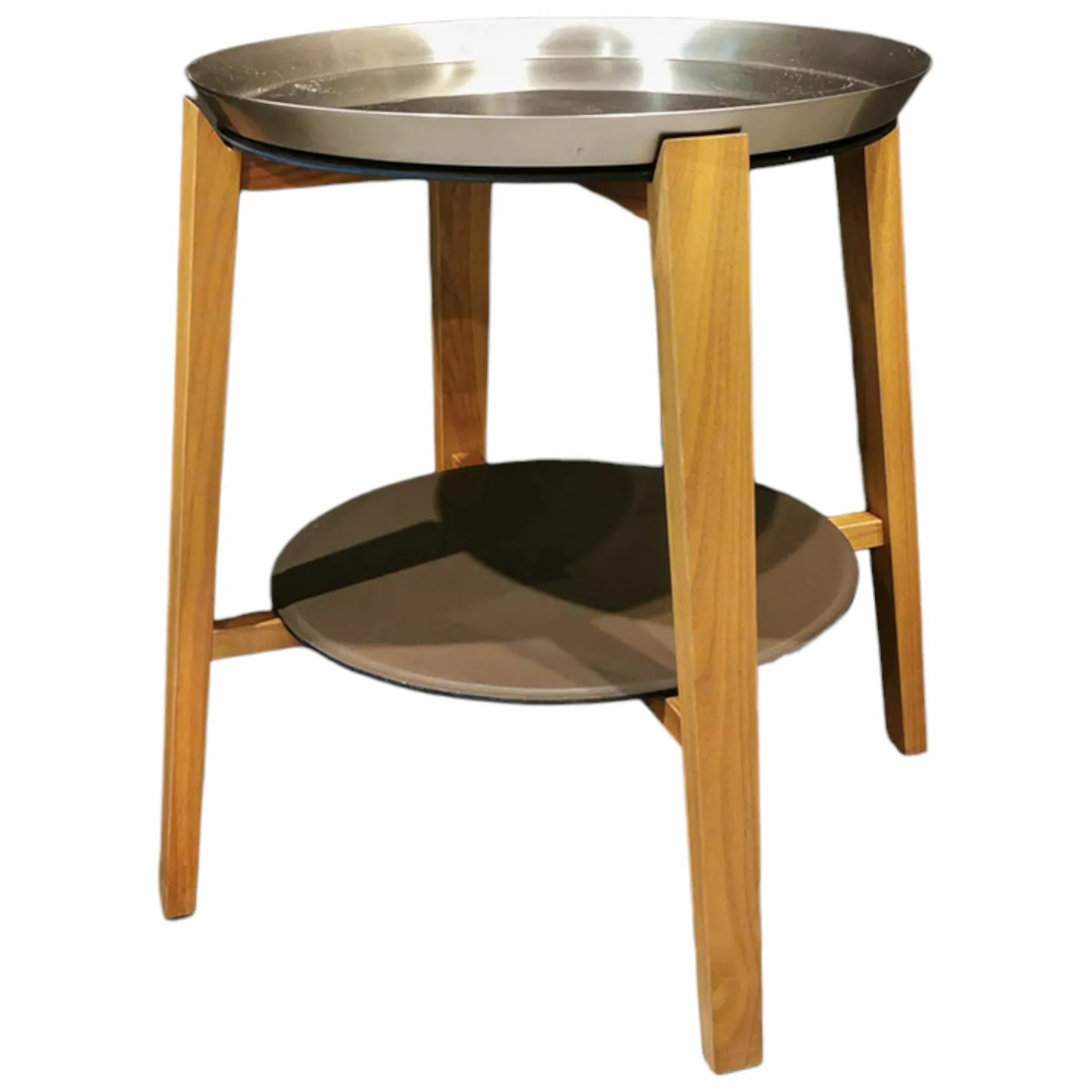 Beistelltisch Cabare Material Nussbaum Canaletto Tablett Metall Satiniert