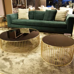 Beistelltisch Caulfield 100x28 Gold Glasplatte Gold Metallgestell Glänzendes Hellgold