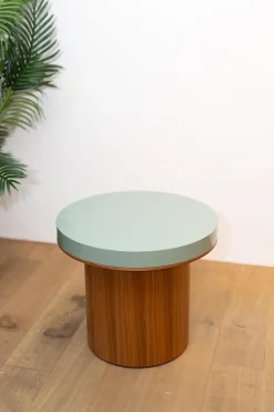 Beistelltisch Dress Up Platte Lack Salvia Blau Gestell Nussbaum