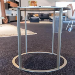 Beistelltisch Elios SMT05S Metallplatte Stahl Glänzend Gestell Nickelfarben Lackiert