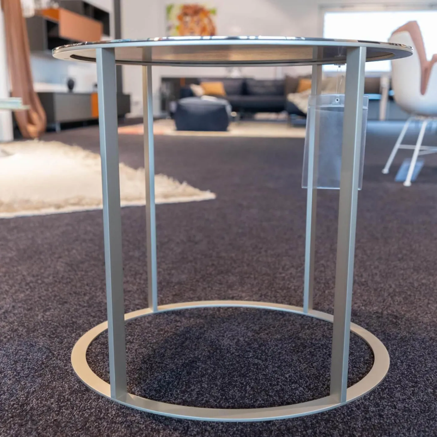 Beistelltisch Elios SMT05S Metallplatte Stahl Glänzend Gestell Nickelfarben Lackiert