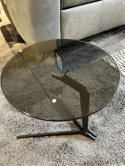 Beistelltisch Fabia Platte Rauchglas Schwarz Gestell Stahl Schwarz Lackiert