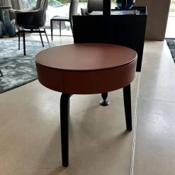 Beistelltisch Fiorile Platte Leder SC 75 Cognac Braun Gestell Esche Wengefarbig 32 Schwarz Gebeizt Und Lackiert Mit Schublade Ahornholz 65