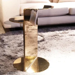 Beistelltisch Flirt Gestell Edelstahlplatte Oberfläche Lackiert In Poliertem Hellgold