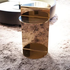 Beistelltisch Flirt Gestell Edelstahlplatte Oberfläche Lackiert In Poliertem Hellgold