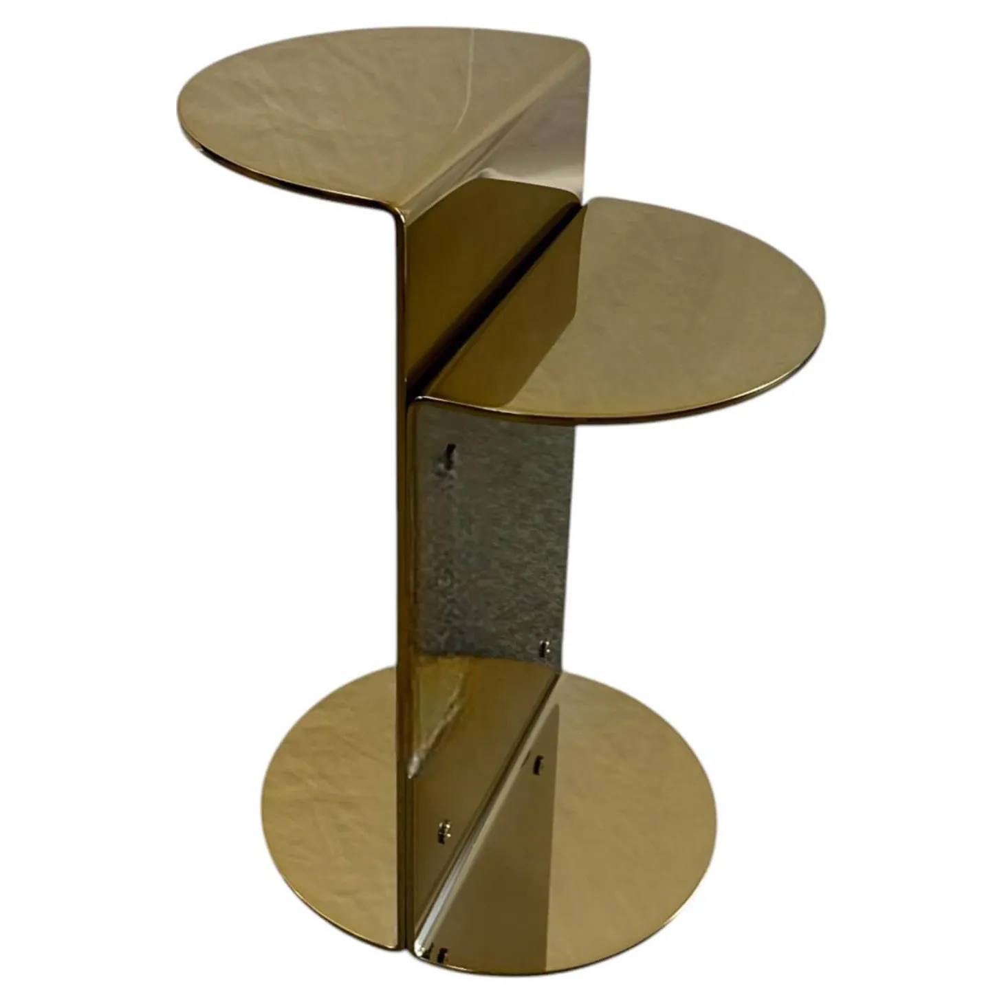 Beistelltisch Flirt Gestell Rostfreier Glänzender Stahl Gold 2 Gebogene Metallplatten