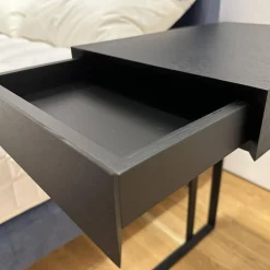 Beistelltisch Freddy Eiche Teilmassiv Schwarz Gestell Schwarz Pulverbeschichtet