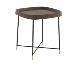 Beistelltisch Fritz 4 Quadratisch Platte Nussbaum Canaletta Gestell Metall Schwarz