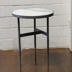 Beistelltisch Gio T40 3 Platte Angora Weiß Grau Gestell Schwarz