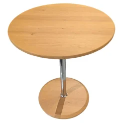 Beistelltisch H 124 Ausführung Wildeiche Säule Hochglanz Verchromt