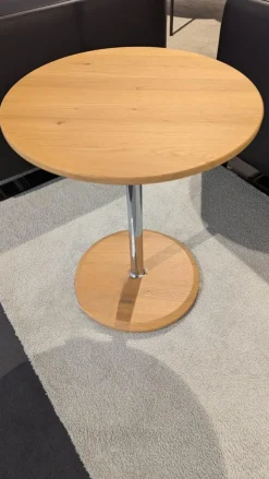 Beistelltisch H 124 Ausführung Wildeiche Säule Hochglanz Verchromt