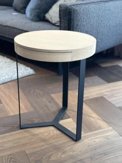 Beistelltisch Harry Platte Eiche Gekälkt Schwarz Gestell Eisenprofil Schwarzanthrazit Geschweißt