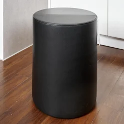 Beistelltisch Hoch 61 Bezug Leder 28 Living 11 Black Gestell Stahl Schwarz Beschichtet