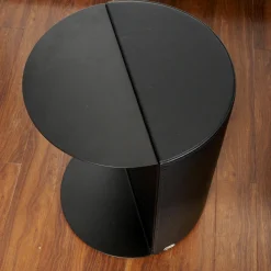 Beistelltisch Hoch 61 Bezug Leder 28 Living 11 Black Gestell Stahl Schwarz Beschichtet