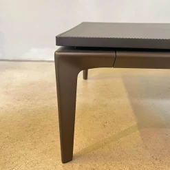 Beistelltisch Jaan Living 783 T1 Platte Leder Saddle Coffee Braun Gestell Bronze Schwarz Matt Pulverbeschichtet